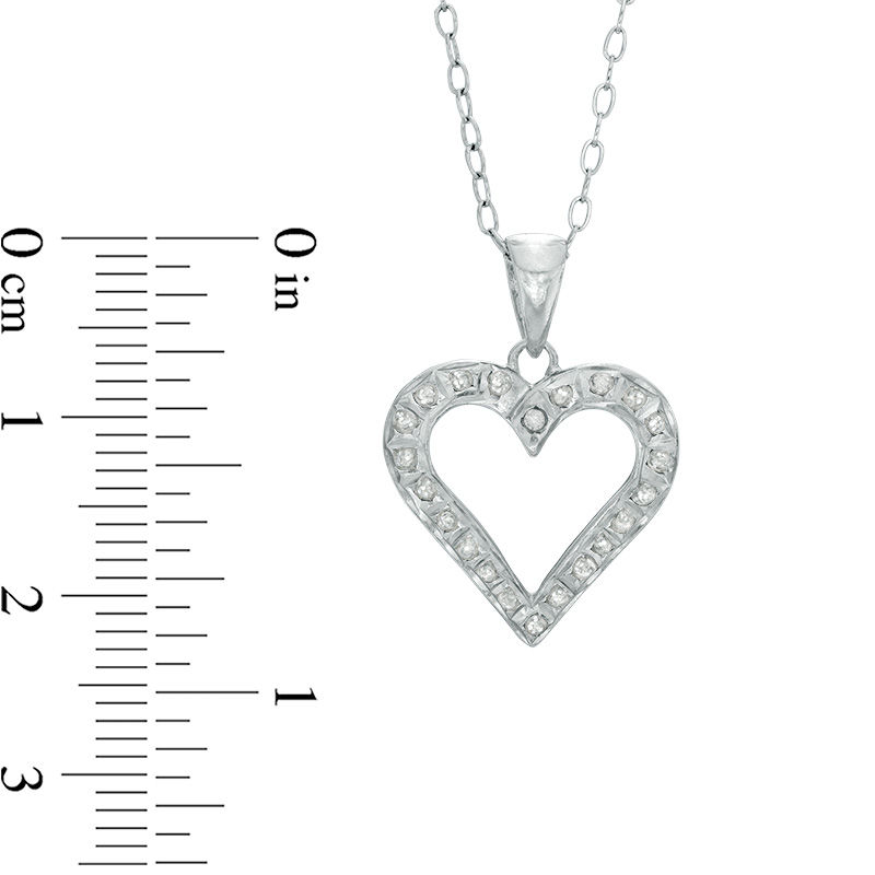 Diamond Fascination™ Heart Pendant and Hoop Earrings Set in Sterling Silver and Platinum Plate