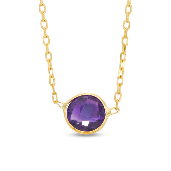6.0mm Amethyst Solitaire Necklace in 10K Gold 17" Amethyst February