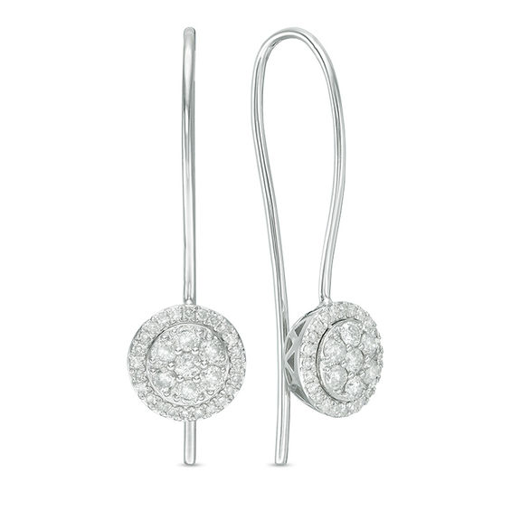 5 8 Ct T W Composite Diamond Frame Threader Earrings In 10k White T W Composite Diamond Frame Threader Earrings In 10k White Gold