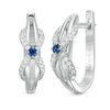 Thumbnail Image 0 of Vera Wang Love Collection 1/4 CT. T.W. Diamond and Blue Sapphire Infinity Hoop Earrings in Sterling Silver