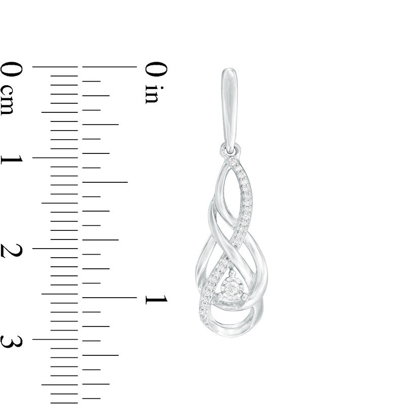 1/10 CT. T.W. Diamond Twist Flame Drop Earrings in Sterling Silver