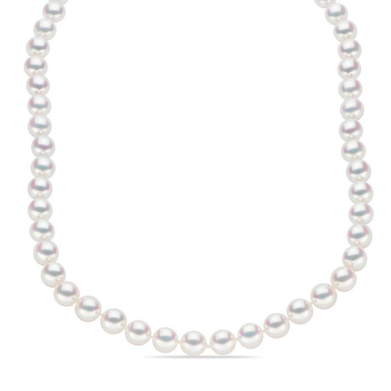 triple strands 8-10mm round Akoya white pearl necklace18-20inch  14k clasp 