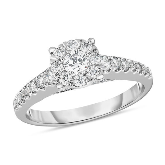 T W Diamond Frame En Ement Ring In 10k White Gold T W Diamond Frame En Ement Ring In 10k White Gold