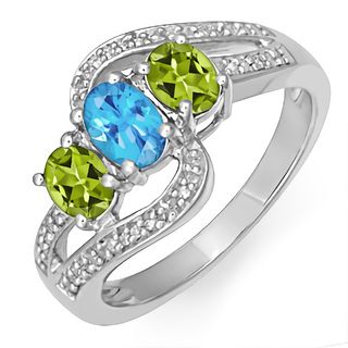 Mother's Oval Birthstone and 1/8 CT. T.W. Diamond Three ...