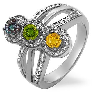 Mother's Birthstone and Diamond Accent Frame Linear Split ...