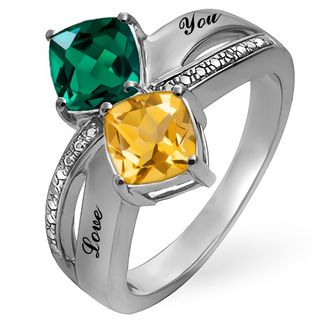 Mother's Cushion-Cut Birthstone and Diamond Accent Split ...