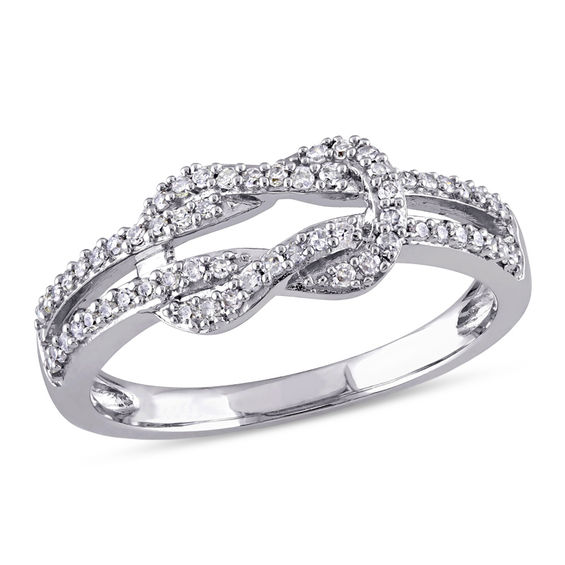 1/4 CT. T.W. Diamond Double Knot Ring in 10K White Gold Online