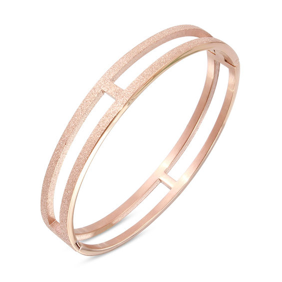 DiamondCut Double Row Bangle in Rose IP Stainless Steel 8.0" View All Bracelets Bracelets