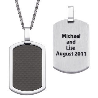 Men's Engravable Dog Tag Pendant in 