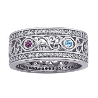 ring birthstone zales stones filigree silver sterling mother jewelry secret garden mothers limoges