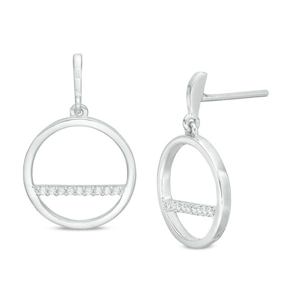 Diamond Accent Horizontal Bar And Circle Drop Earrings In 10k White Diamond Accent Horizontal Bar And Circle Drop Earrings In 10k White Gold