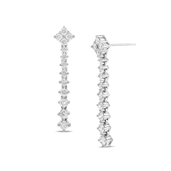 17/8 CT. T.W. Diamond Linear Drop Earrings in 18K White Gold (H/SI1