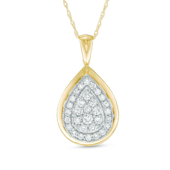 1/2 CT. T.W. Composite Diamond VintageStyle Teardrop Pendant in 10K