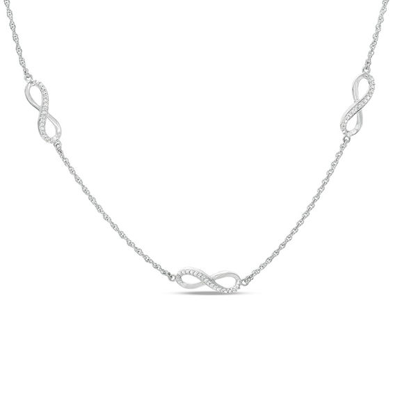 1/4 CT. T.W. Diamond Infinity Station Necklace in Sterling Silver