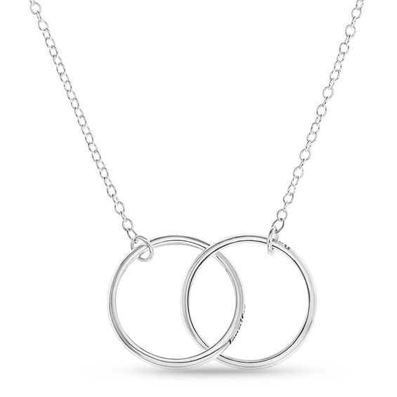 Couple S Interlocking Circles Necklace In Sterling Silver 2 Names Zales - Circle Silver Pendant Couple S Interlocking Circles Necklace In Sterling Silver 2 Names Zales - Circle Silver Pendant