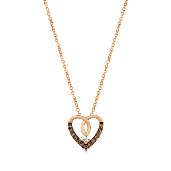 Le Vian Chocolate Diamonds® 1/10 CT. T.W. Diamond Heart Pendant in 14K