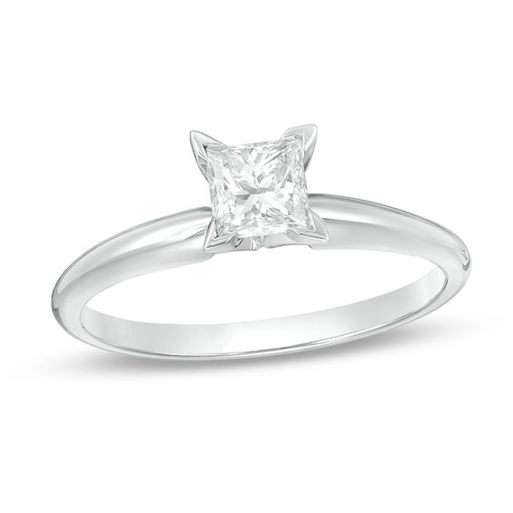 1.72 Ct White Princess Cut Diamond Solitaire Engagement Ring In 14K White Gold 