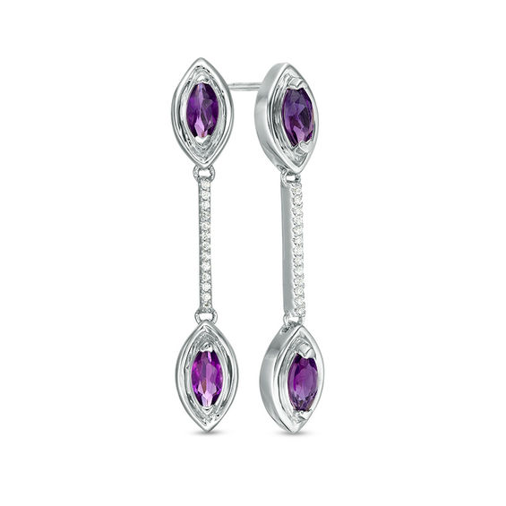 Marquise Cut Simulated Amethyst Earrings In 14k Yellow Gold Over Sterling Silver 