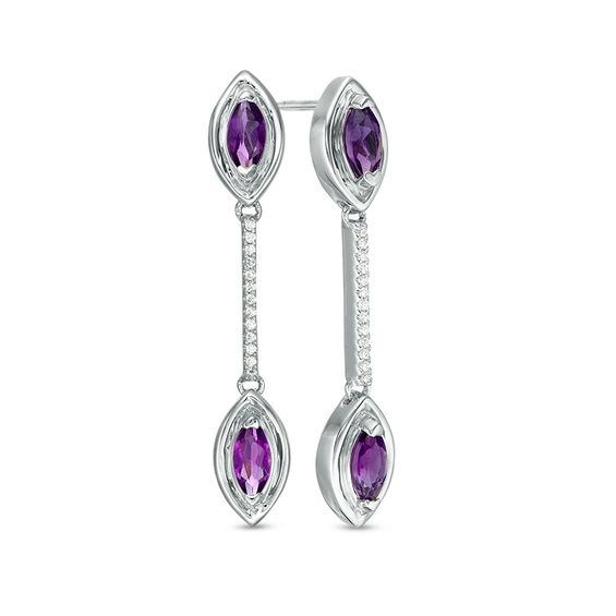 Marquise Cut Simulated Amethyst Earrings In 14k Yellow Gold Over Sterling Silver Marquise Cut Simulated Amethyst Earrings In 14k Yellow Gold Over Sterling Silver