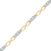 Thumbnail Image 0 of 1/10 CT. T.W. Diamond Three Stone Infinity Bracelet in 10K Gold - 7.25"