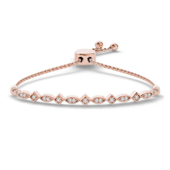 1 10 Ct T W Diamond Tilted Square And Marquise Bolo Bracelet In T W Diamond Tilted Square And Marquise Bolo Bracelet In Sterling Silver