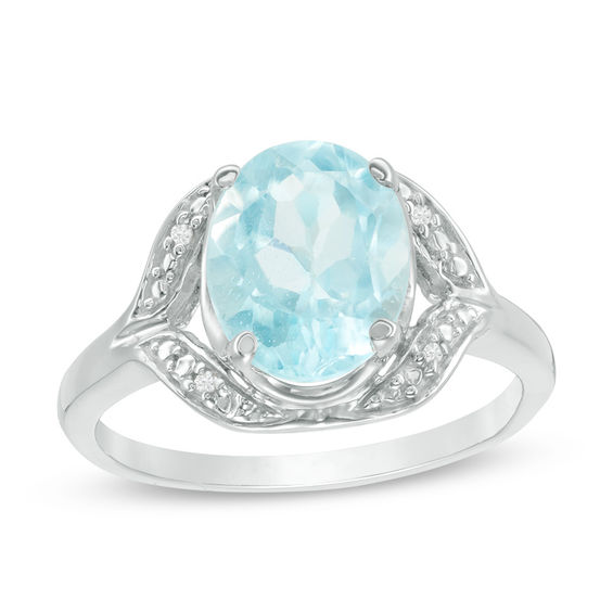 Oval Blue Topaz and Diamond Accent Ring in Sterling Silver Expressionist Collections Zales