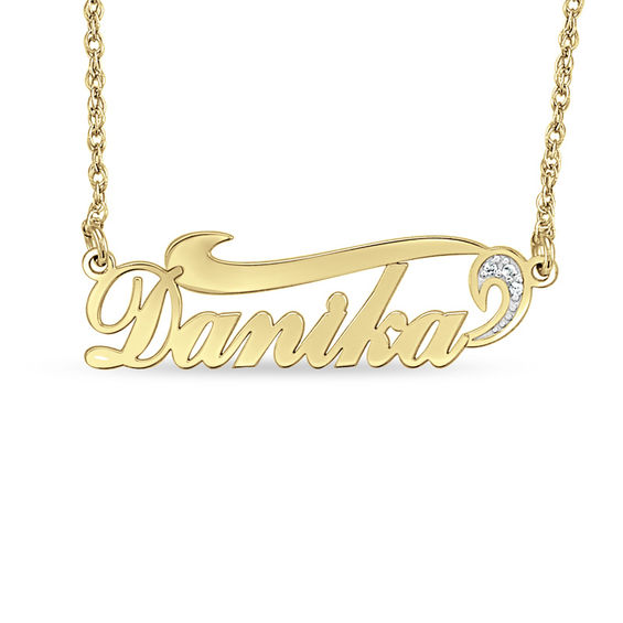 Diamond Accent Swirl Name Necklace in 14K Gold (1 Line