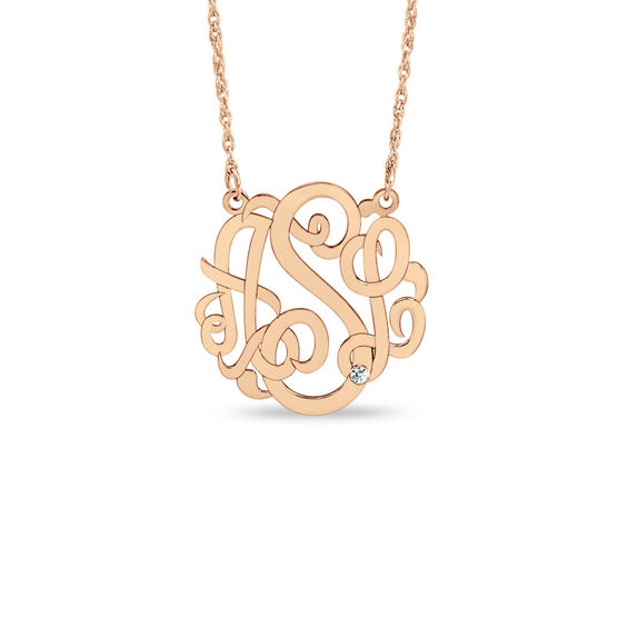 diamond accent monogram necklace