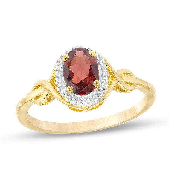 Oval and Diamond Accent Twist Ring in 10K Gold Expressionist