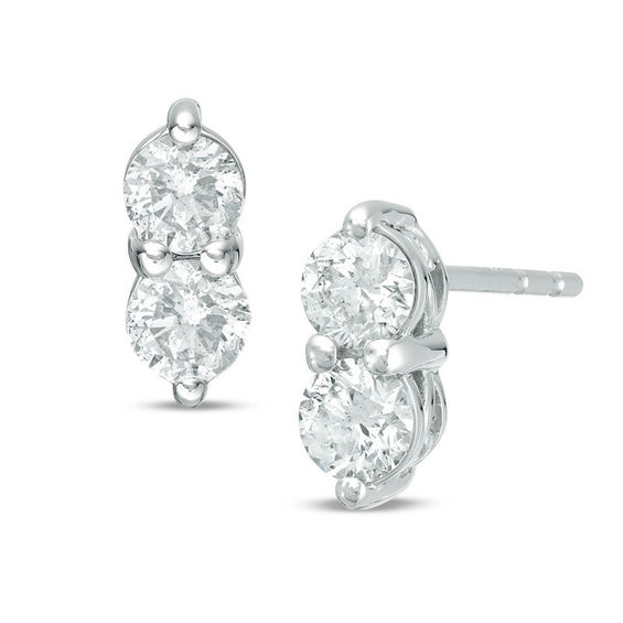 Ever Us 5 8 Ct T W Two Stone Diamond Stud Earrings In 14k White Gold Zales