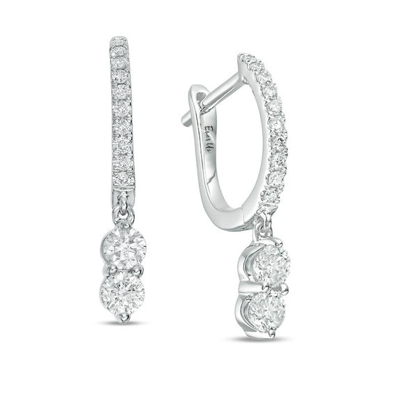 Ever Us 1 2 Ct T W Two Stone Diamond Drop Earrings In 14k White T W Two Stone Diamond Drop Earrings In