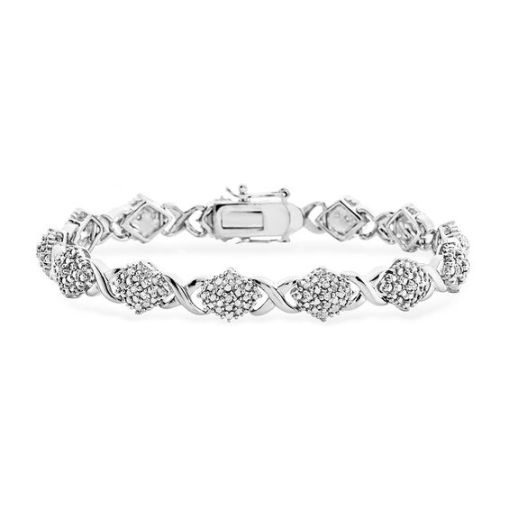 1 4 Ct T W Diamond Xo Link Bracelet In Sterling Silver 7 5 T W Diamond Xo Link Bracelet In Sterling Silver