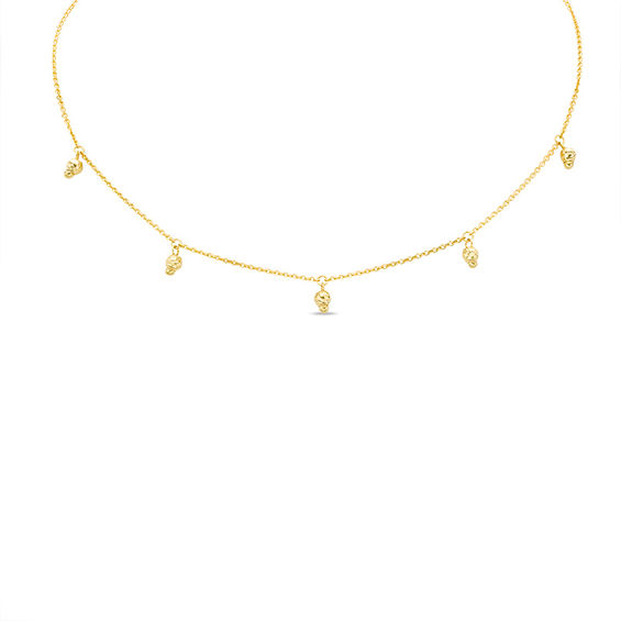 Diamond-Cut Dangle Bead Station Choker Necklace in 14K Gold - 16