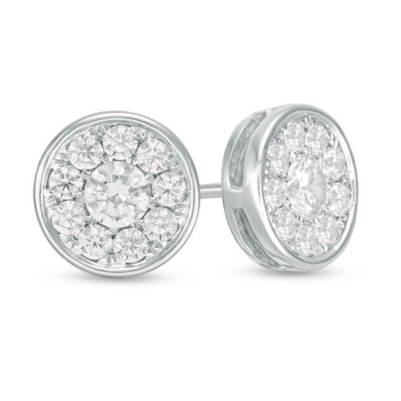 3/4 CT. T.W. Diamond Frame Stud Earrings in 10K White Gold Online