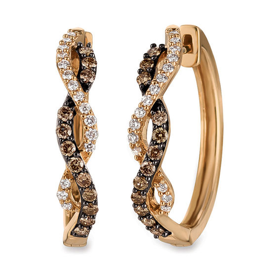Le Vian Chocolate Diamonds 3 8 Ct T W Diamond Braided Hoop Le Vian Chocolate Diamonds 3 8 Ct T W Diamond Braided Hoop Earrings In