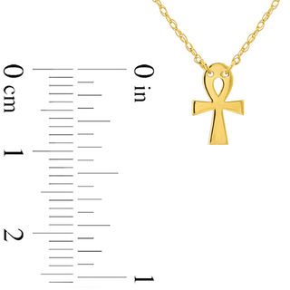 Mini Ankh Cross Necklace in 14K Gold 
