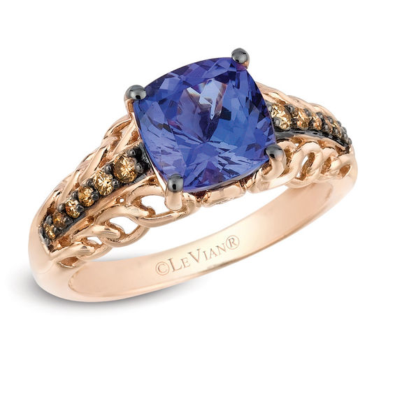 Le Vian® CushionCut Blueberry Tanzanite® and 1/5 CT. T.W. Diamond Ring