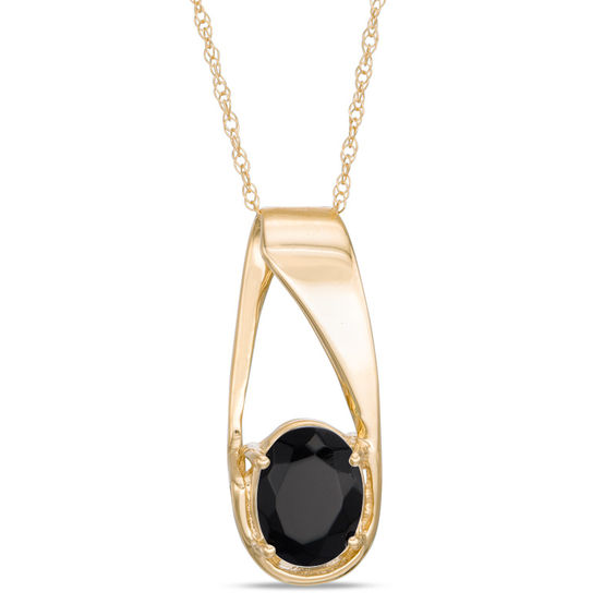 Oval Onyx Pendant in 10K Gold Gemstone Necklaces Necklaces Zales
