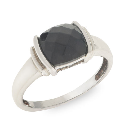 Black Stone Ring Black Onyx Ring 925 Silver Ring Faceted Stone Ring Wedding Silver Ring Statement Ring Bezel Set Silver Ring