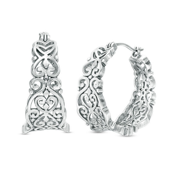 Oxidized Filigree Hoop Earrings in Sterling Silver Online Exclusives