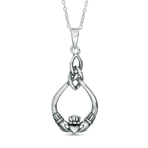 Irish Jewelry Hands Holding Heart Trending Jewelry for Women Sterling Silver Claddagh Necklace Red CZ