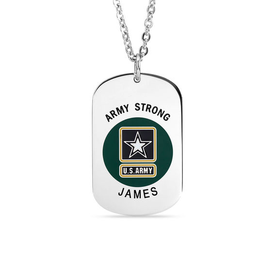 engravable united states army army strong dog tag pendant in