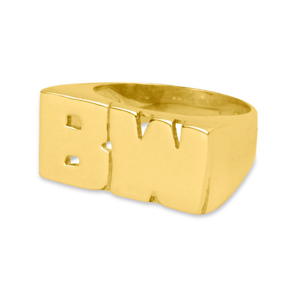 Men's Bold Initial Ring in Sterling Silver with 14K Gold Plate (2