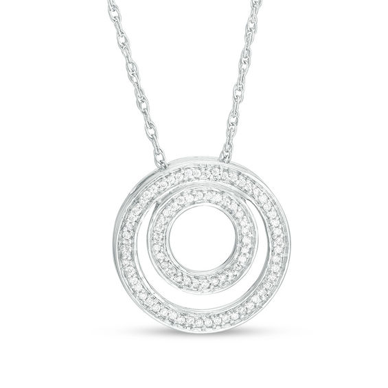 silver double circle necklace