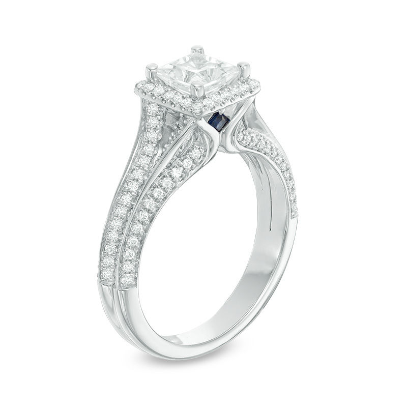 Vera Wang Love Collection 1-1/2 CT. T.W. Princess-Cut Diamond Frame Engagement Ring in 14K White Gold