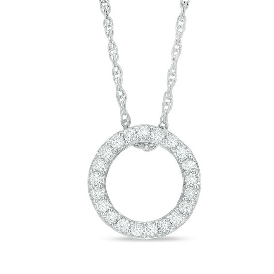 1/8 CT. T.W. Diamond Open Circle Pendant in 10K White Gold | Zales