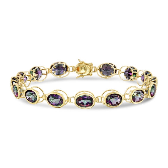 Oval Mystic Fire Topaz Bracelet In 14k Gold Expressionist Oval Mystic Fire Topaz Bracelet In 14k Gold