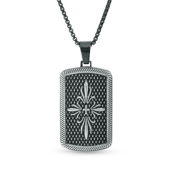 Gothic-Style Cross Dog Tag Pendant 