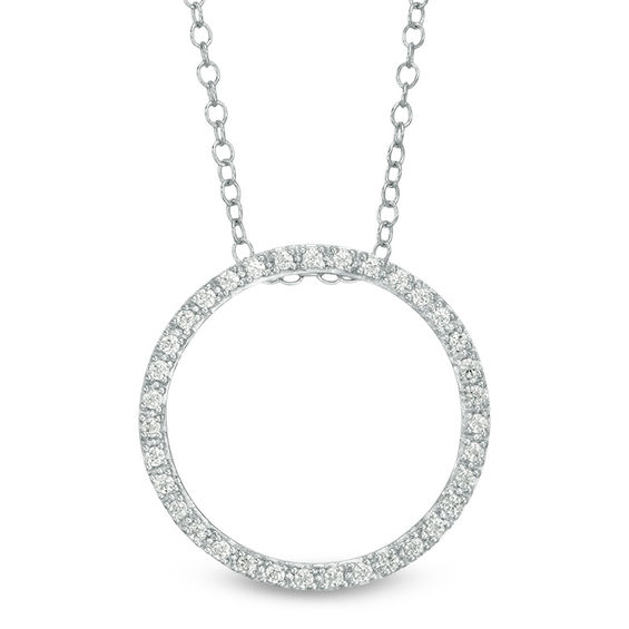 1 4 Ct T W Diamond Open Circle Pendant In 14k White Gold T W Diamond Open Circle Pendant In 14k White Gold