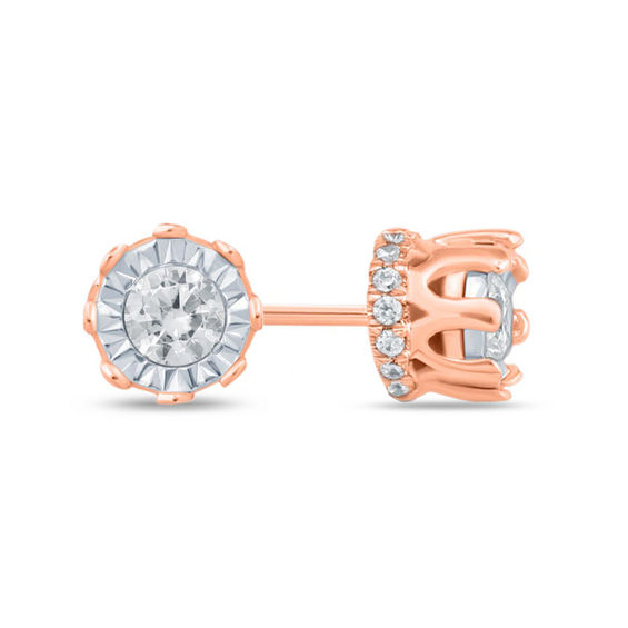 1 4 Ct T W Diamond Crown Stud Earrings In 10k Rose Gold Online T W Diamond Crown Stud Earrings In 10k Rose Gold
